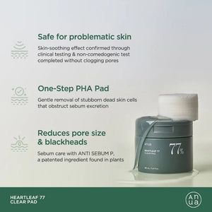 [Anua] Heartleaf 77% Clear Pad - Fresh Mask Korean Beauty