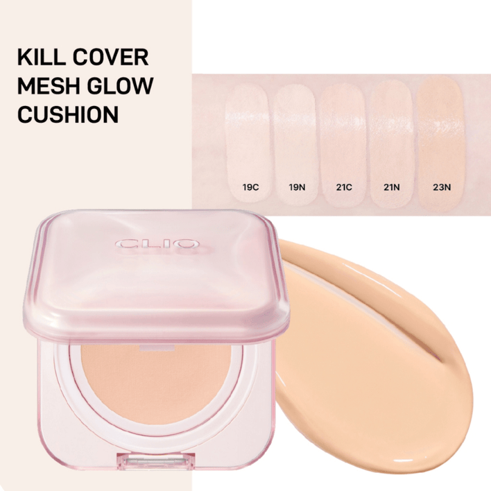 [CLIO] Kill Cover Mesh Glow Essential Cushion Set + Refill NEW! - Fresh Mask Korean Beauty