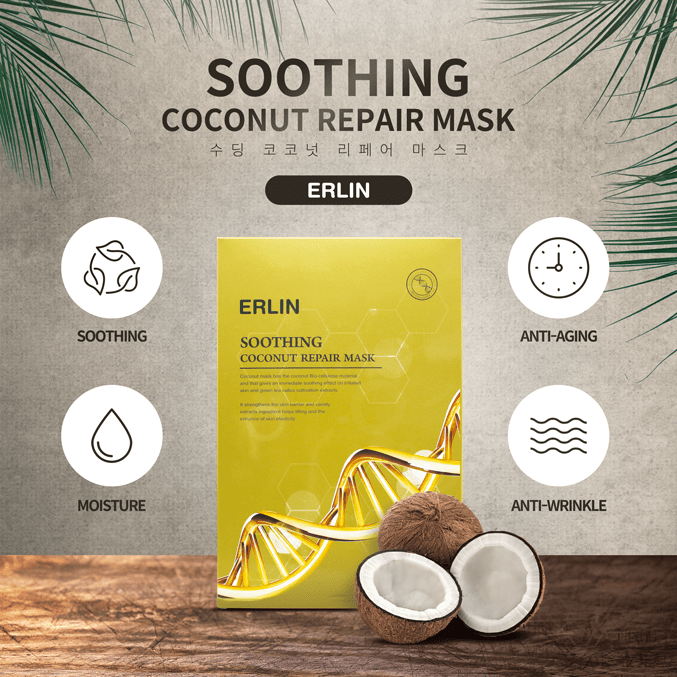 [ERLIN] Soothing Coconut Repair Mask Pack - Fresh Mask Korean Beauty